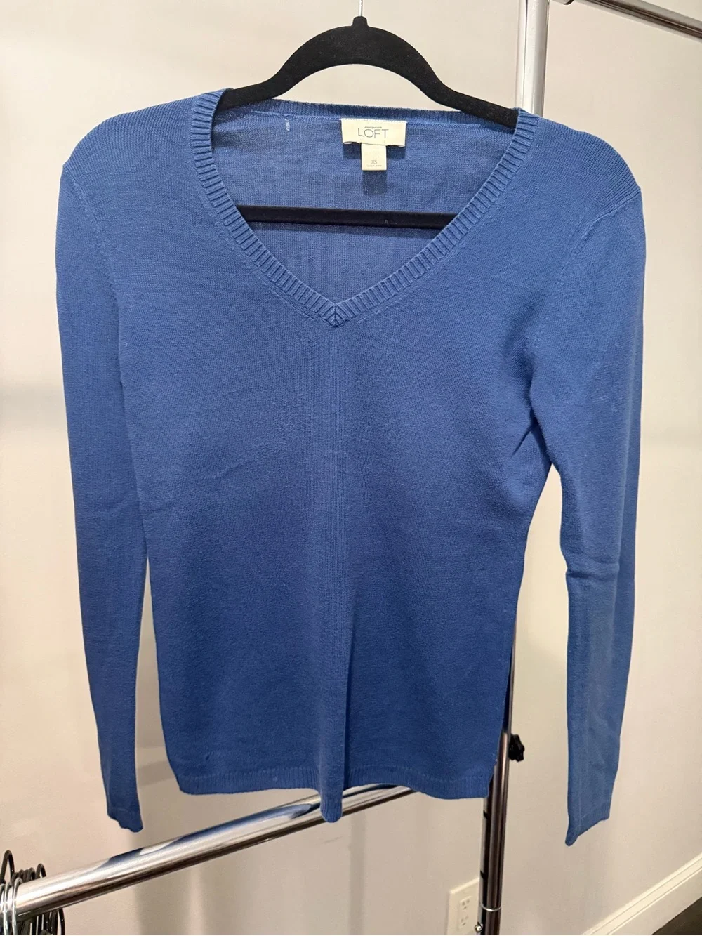 LOFT Blue V-Neck Lightweight Knit Sweater